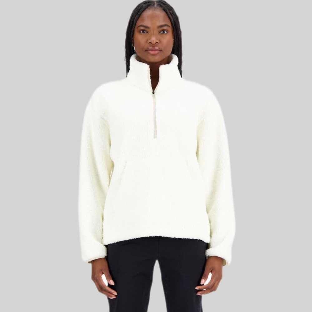 NWT New Balance Achiever Sherpa Pullover Half Zip - Sea‎ Salt - Small
